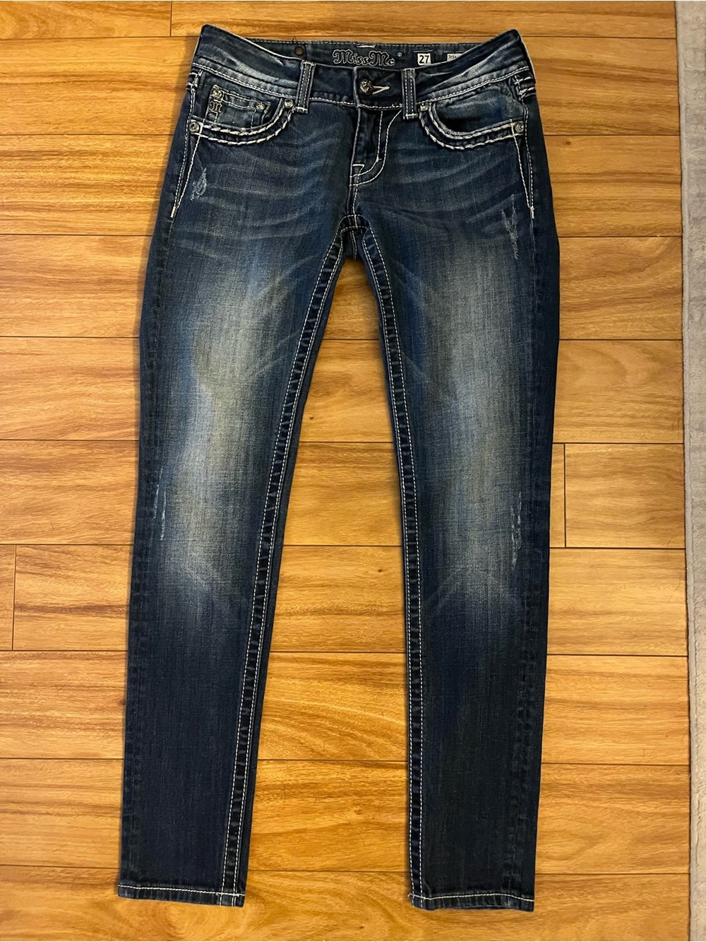 Miss Me Low Rise Skinny Jeans with Faded Detailing